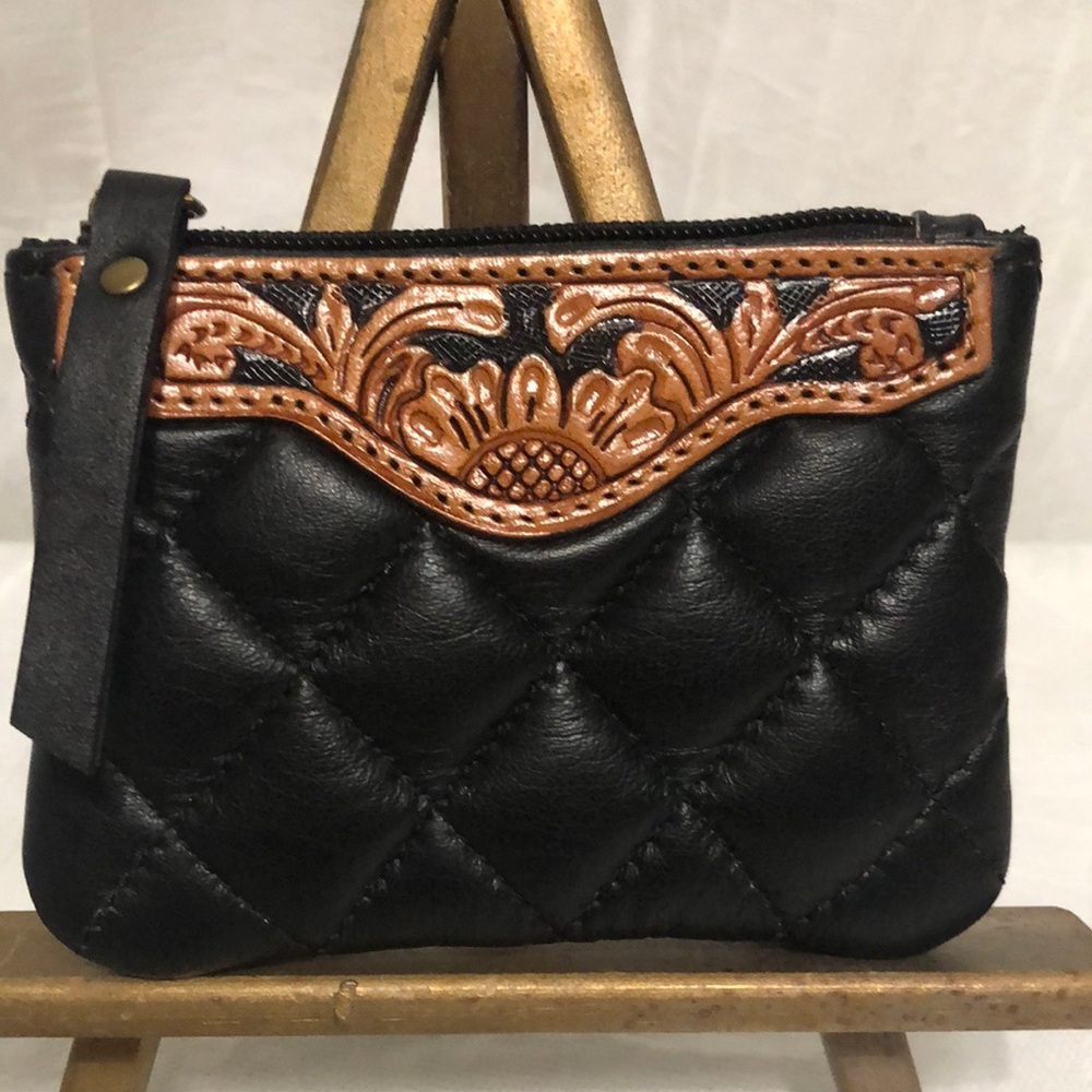 Quilted and Leather Pouch